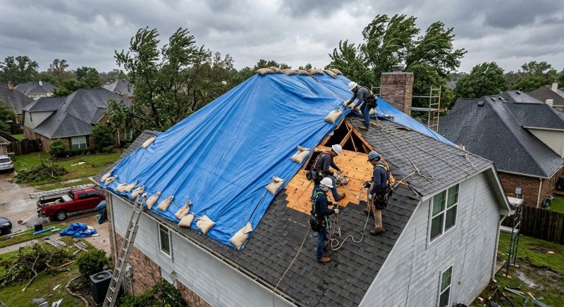 Storm Damage Roof Tarping in El Paso County, CO